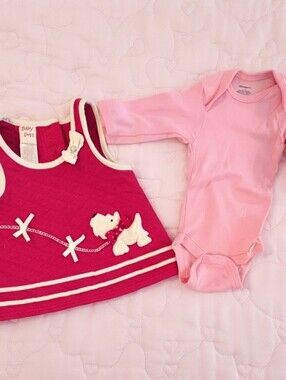 Baby Beri 3-6M Pink Dress and Pink Onesie Set